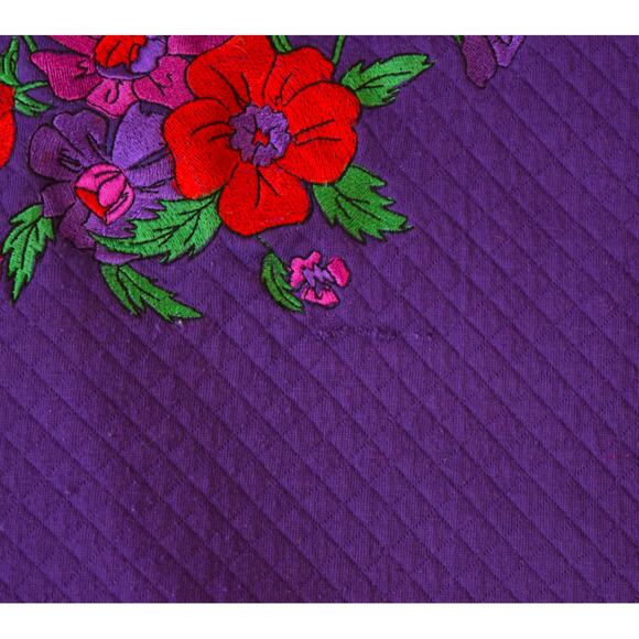 Vintage 80s Purple Floral Embroidered Sweater - Grandmacore Style - Picture 7 of 7